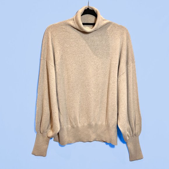 NWOT Massimo Dutti Wool and Cashmere Blend Balloon Sleeve Turtleneck Sweater - Picture 1 of 4